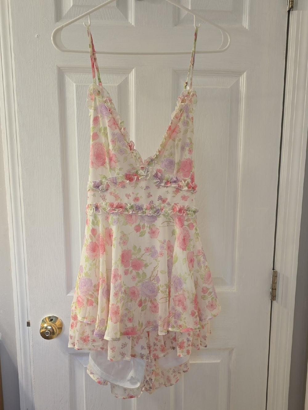 Altar'd State Floral Lace-Trim Floral Romper